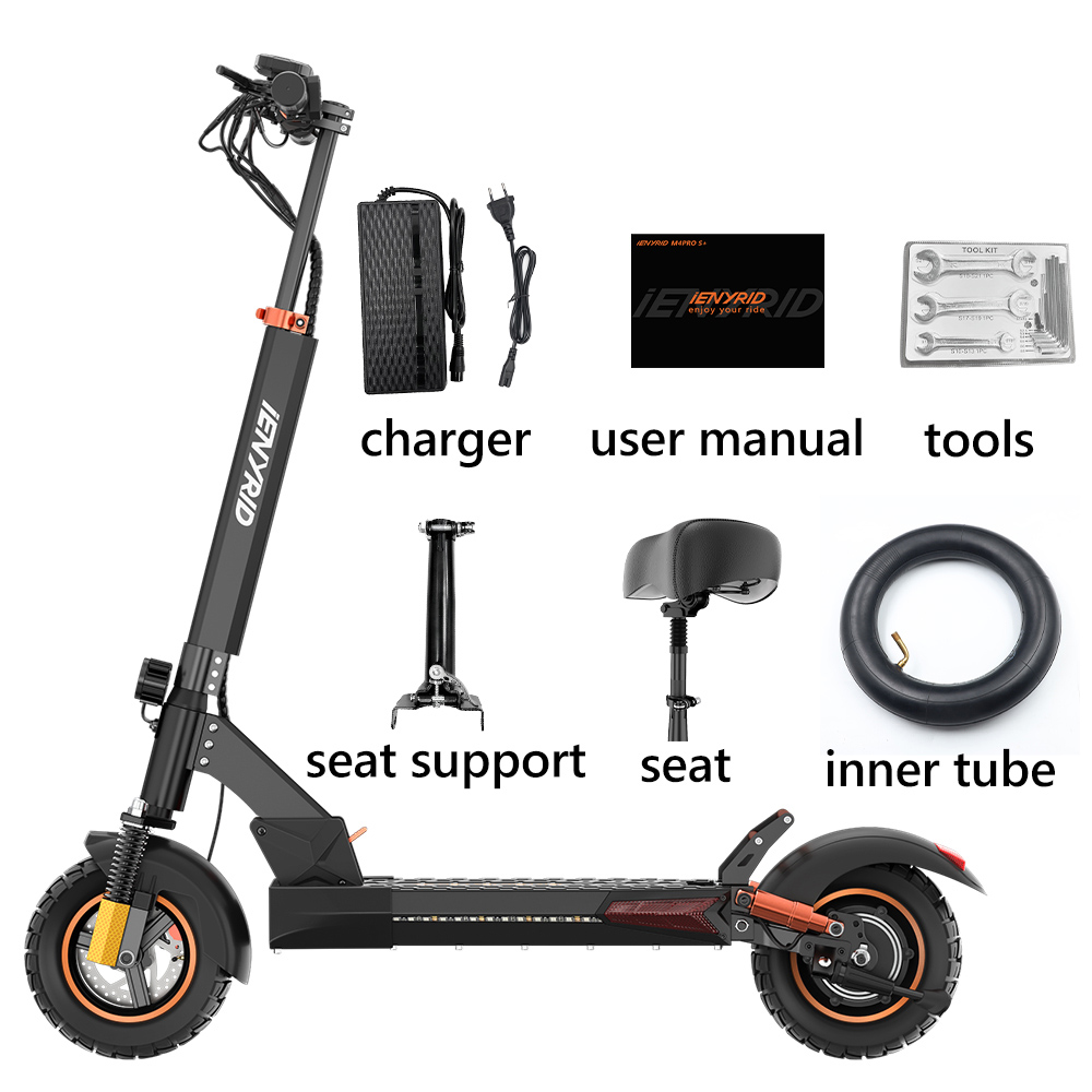 IENYRID M4 Pro S+ Elektrická kolobežka, 800W motor, 48V 12.5AH batéria, 10-palcová pneumatika, max. rýchlosť 45 km/h, dojazd 20-30 km, dvojkotúčové brzdy, dvojité tlmenie nárazov, LCD displej