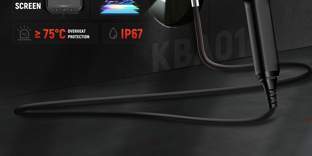 KAIWEETS KBA01 Zwei-Wege-Gelenk-Endoskop, 210&deg; drehbare Kamera, 8 LED-Leuchten, 4,3-Zoll-Display, 1920 x 1080P, IP67 wasserdicht