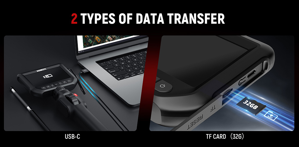 KAIWEETS KBA01 Two-Way Articulating Borescope, 210&deg; Rotatable Camera, 8 LED Lights, 4.3inch Display, 1920*1080P, IP67 Waterproof