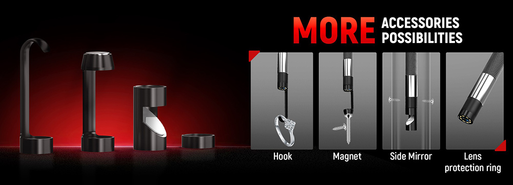 KAIWEETS KBA01 Two-Way Articulating Borescope, 210&deg; Rotatable Camera, 8 LED Lights, 4.3inch Display, 1920*1080P, IP67 Waterproof