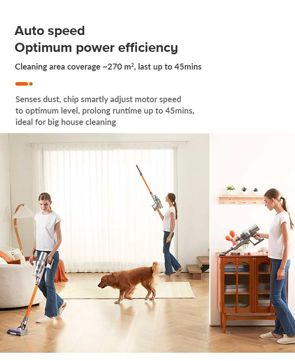 Liectroux i10 Cordless Stick Vacuum Cleaner, Smart Dust Sensing, 250W BLDC, 27kPa Suction, Colorful Touch Screen, LED Front Light, 45mins Runtime, for Carpet, Floor, Car &; Pet Hair