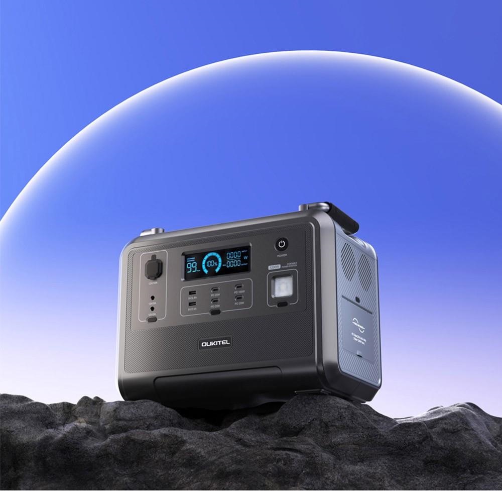 OUKITEL P1201 Portable Power Station, 960Wh LiFePo4 Akku, 3500+Lebensdauer, 1200W AC Ausgang, 500W Max Solarladung, 2400W Surge, 11 Ausg&auml;nge, LED Licht
