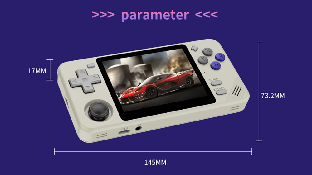 Powkiddy RGB10X Handheld Game Console, Open Source Linux, 3.5-inch 640*480 IPS Screen, 64GB TF Card, 64-bit 3D Simulators, 6 Hours Autonomy - Grey
