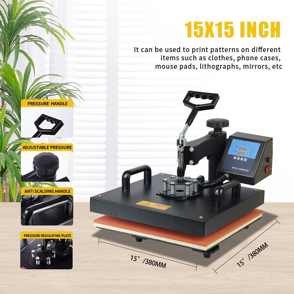 SHUOHAO 8 In 1 Heat Press Machine, 15*15in, na čiapky/tašky/myši/placky/obaly na telefóny/lepky/nálepky/hrnčeky/plakety/puzzle/tričká