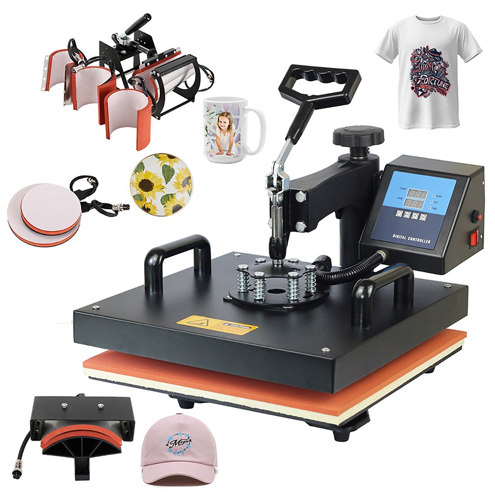 SHUOHAO 8 In 1 Heat Press Machine, 15*15in, na čiapky/tašky/myši/placky/obaly na telefóny/lepky/nálepky/hrnčeky/plakety/puzzle/tričká