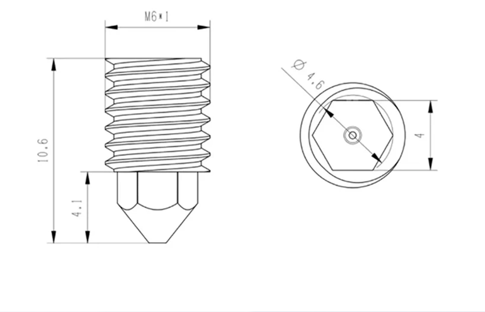 Trianglelab 0.4mm TZ ZSD Diamond Copper Alloy Nozzle, Compatible with TZ1.0/ TZ2.0/ TZ3.0/ TZ-E3-2.0/ TZ-V6-2.0 Hotend