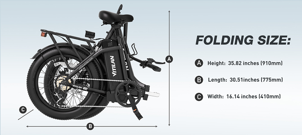 Vitilan U3 Electric Bike, 750W Motor, 48V 13AH Battery, 20*4.0-palcové pneumatiky, max. rýchlosť 45 km/h, max. dojazd 65 km, mechanické kotúčové brzdy, odpružená predná vidlica, Shimano 7 rýchlostí, LCD displej - čierny