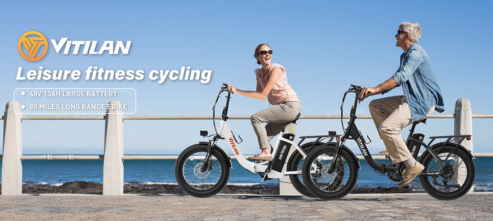 Vitilan U3 Electric Bike, 750W Motor, 48V 13AH Battery, 20*4.0-palcové pneumatiky, max. rýchlosť 45 km/h, max. dojazd 65 km, mechanické kotúčové brzdy, odpružená predná vidlica, Shimano 7 rýchlostí, LCD displej - biely