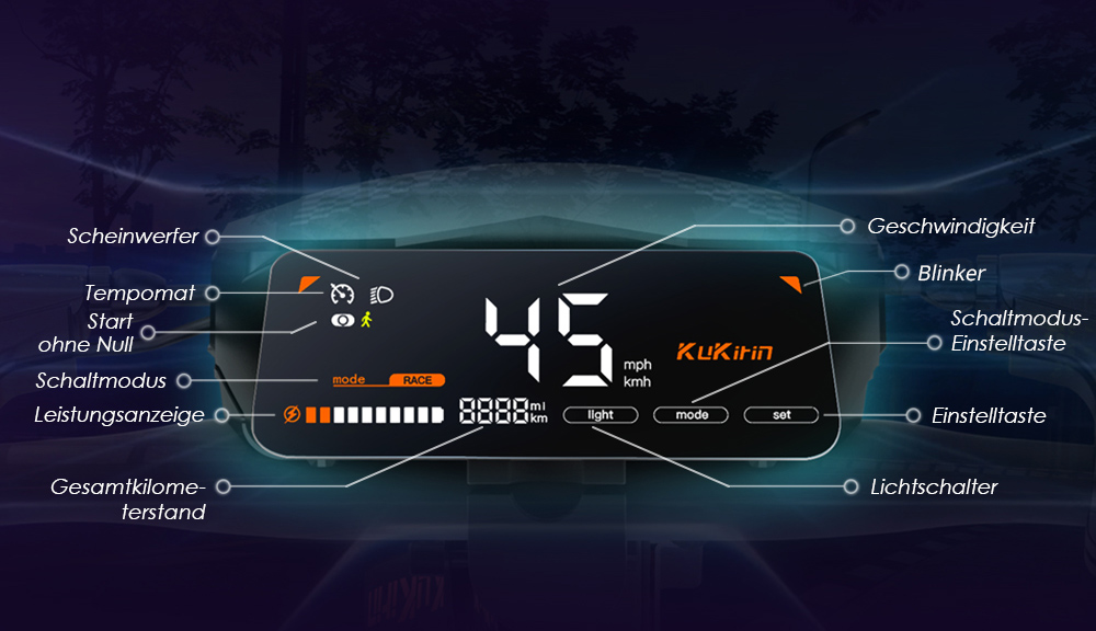 Kukirin G2 Faltbarer E-Scooter, 800W Motor, 48V 15Ah Akku, 10 Zoll Reifen, 45 km/h Höchstgeschwindigkeit, 55 km Reichweite, Touchscreen-Display, Scheibenbremsen vorne und hinten