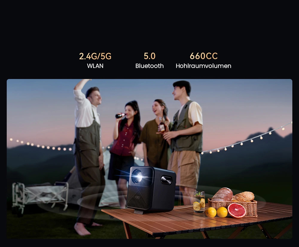 Wanbo Mozart 1 Pro LCD-Beamer, 900 ANSI, Native 1080P, Android TV 11, Autofokus, Objektvermeidung &ndash; EU-Stecker