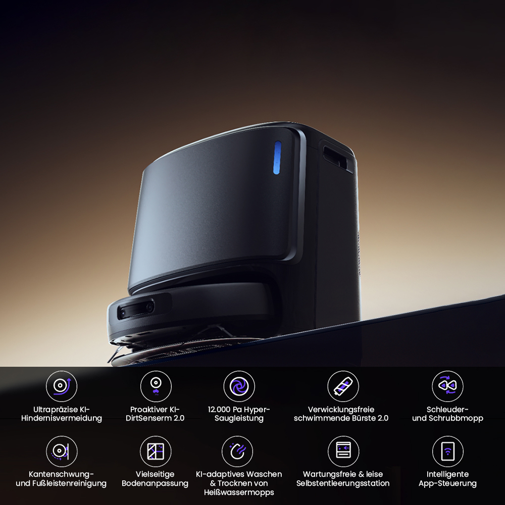 Narwal Freo Z Ultra Saugroboter und Wischmopp mit Basisstation, 12.000 Pa Leistung, Selbstentleerung, Doppelkamera, kein Verheddern, 120 Tage wartungsfrei, Drei-Laser-Hindernisvermeidung, KI-adaptives Waschen und Trocknen mit hei&szlig;em Wasser &ndash; Grau