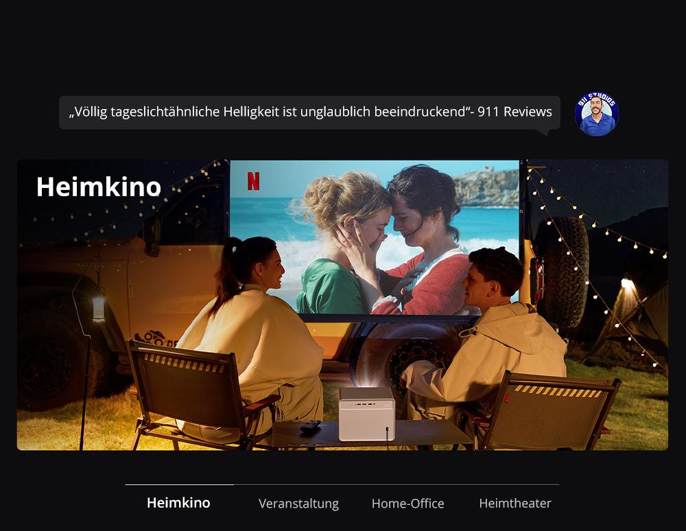 WANBO DaVinci 1 Pro Beamer, 600 ANSI, Native 1080P, Android 11, 5G/2,4G WLAN, Autofokus/Automatische Trapezkorrektur/Automatische Bildschirmanpassung/Hindernisvermeidung