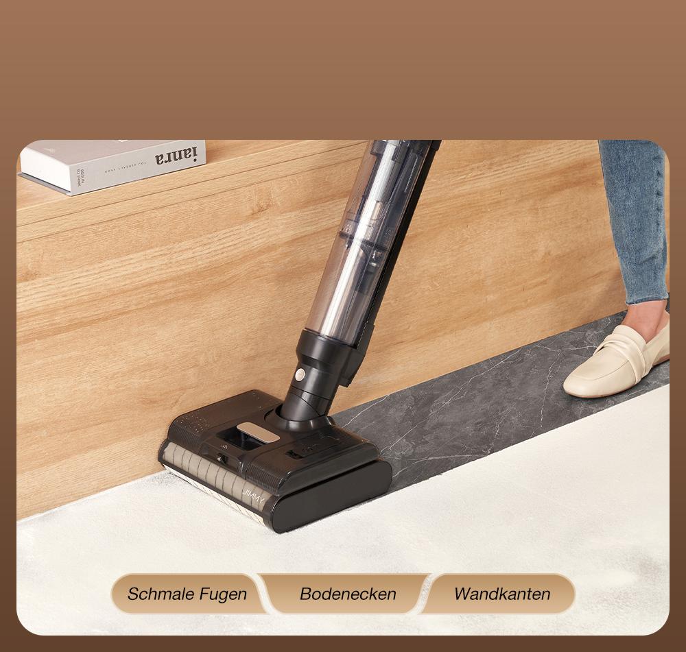 JIMMY PW11 All-in-One Staubsauger und Waschmaschine, 400 W Leistung, eine B&uuml;rstenrolle, schnelles Trocknen mit Hei&szlig;luft, LED-Display, wasserdichter, b&uuml;rstenloser IPX8-Motor, 180&deg; flaches Design - EU-Stecker (Silber-Schwarz)