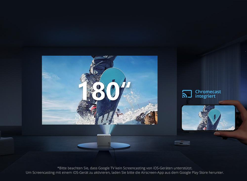 WANBO DaVinci 1 Pro Beamer, 600 ANSI, Native 1080P, Android 11, 5G/2,4G WLAN, Autofokus/Automatische Trapezkorrektur/Automatische Bildschirmanpassung/Hindernisvermeidung