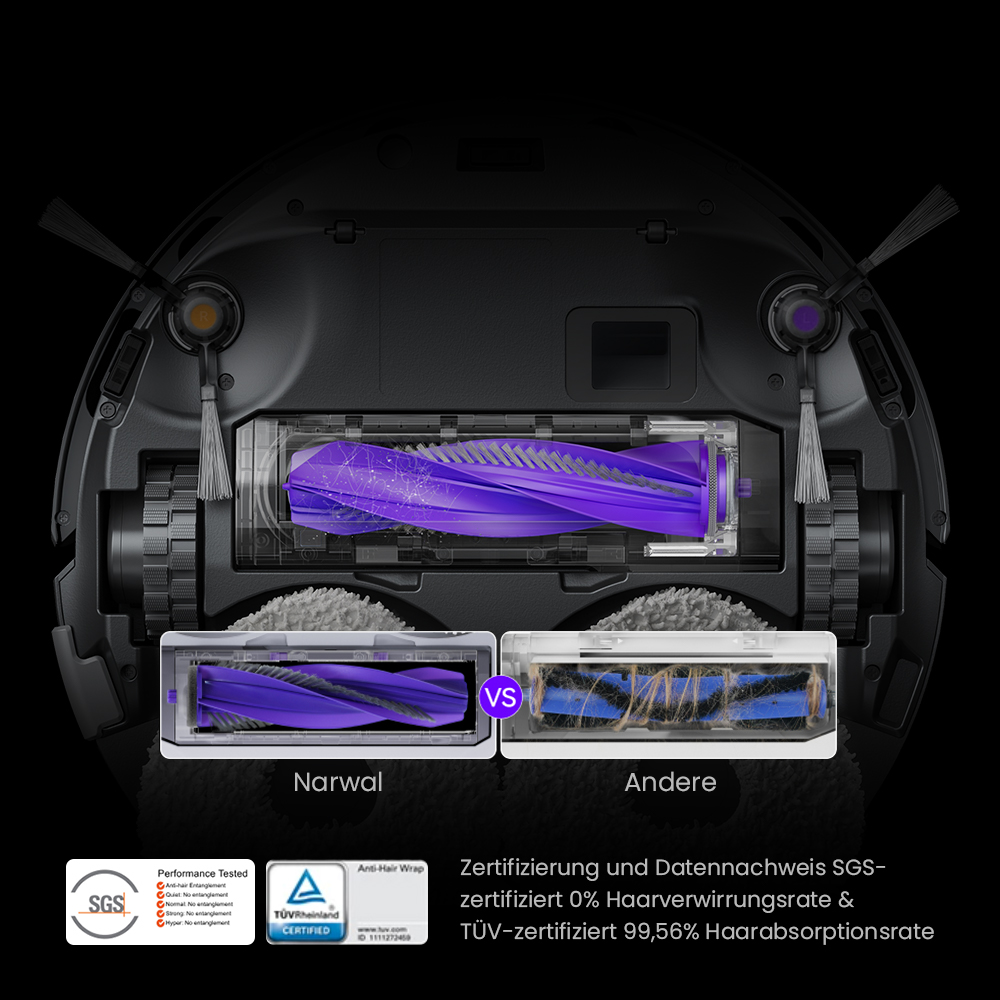 Narwal Freo Z Ultra Saugroboter und Wischmopp mit Basisstation, 12.000 Pa Leistung, Selbstentleerung, Doppelkamera, kein Verheddern, 120 Tage wartungsfrei, Drei-Laser-Hindernisvermeidung, KI-adaptives Waschen und Trocknen mit hei&szlig;em Wasser &ndash; Wei&szlig;