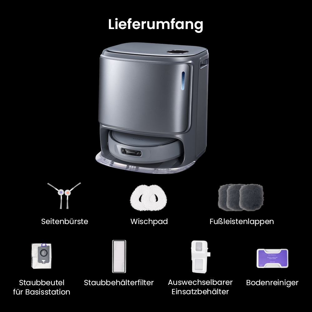 Narwal Freo Z Ultra Saugroboter und Wischmopp mit Basisstation, 12.000 Pa Leistung, Selbstentleerung, Doppelkamera, kein Verheddern, 120 Tage wartungsfrei, Drei-Laser-Hindernisvermeidung, KI-adaptives Waschen und Trocknen mit hei&szlig;em Wasser &ndash; Grau
