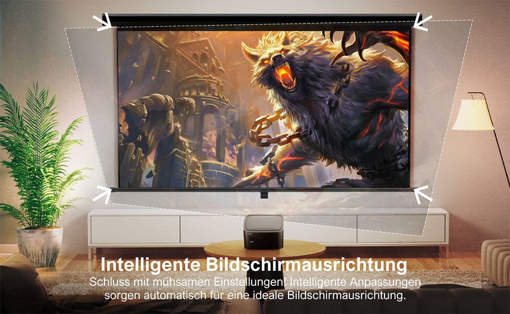 [Netflix 1080P] Ultimea Apollo P50 Beamer, 800 ANSI Lumen, Native 1080P Projektor, Dolby Audio, Automatische Bildschirmanpassung und Objektvermeidung, WiFi 6, Bluetooth 5.3