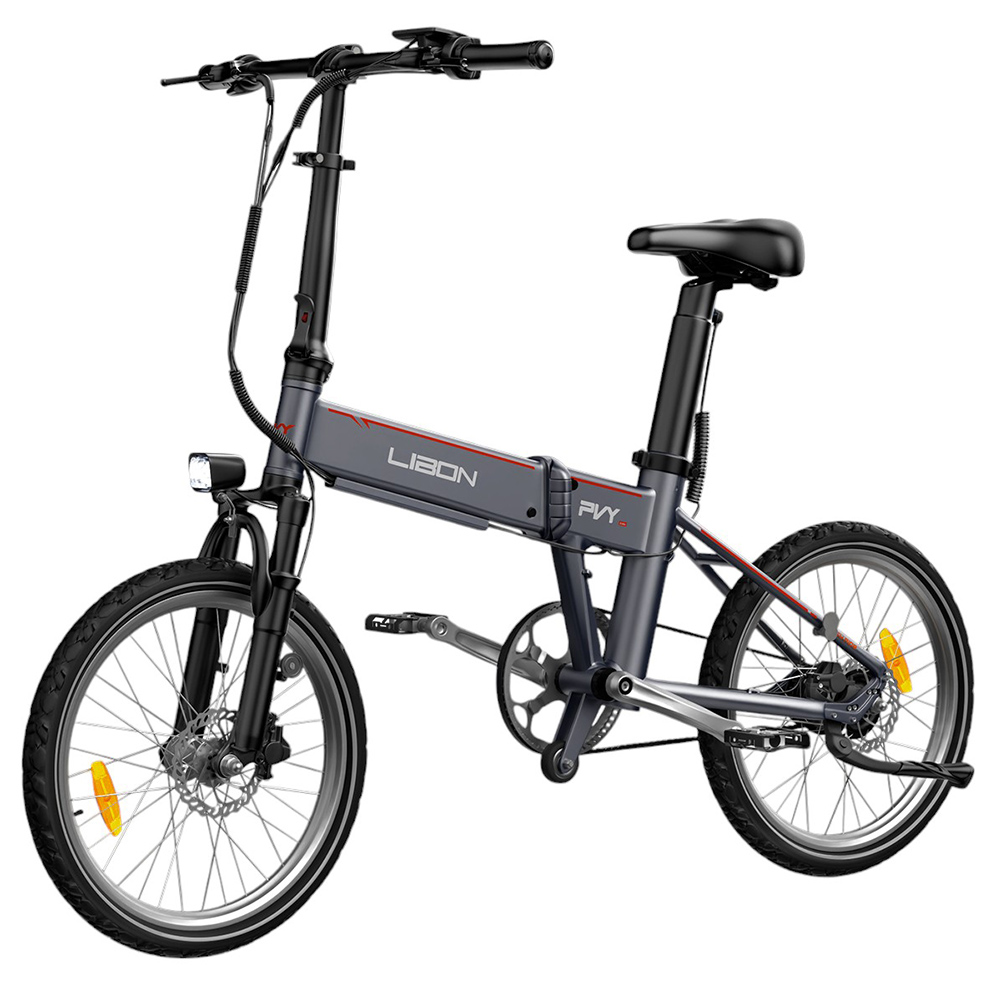 PVY LIBON 16kg Ľahký elektrický bicykel 500W motor 36V 10,4Ah + 10Ah 260km dojazd 20*2.5-palcové pneumatiky Hydraulická brzda Tlmiaca vidlica, snímač krútiaceho momentu Uhlíkový pás Farebný LCD displej Smart APP Medzinárodná verzia - sivá