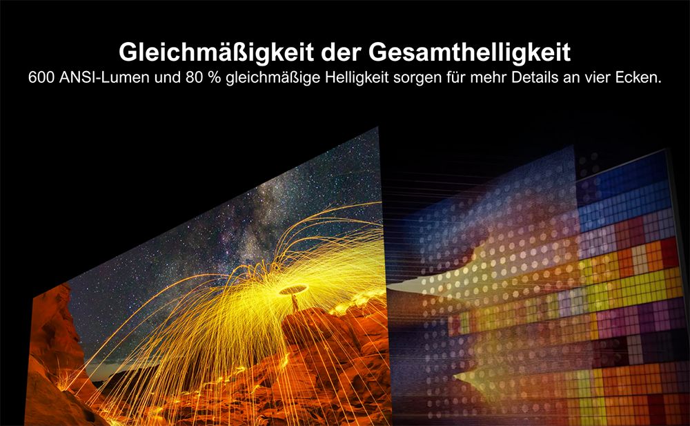 [Netflix 1080P & Android TV 11.0] ULTIMEA Nova C40 Beamer mit Gimbal-St&auml;nder, 600 ANSI, 4K-Dekodierung, Native 1080P, Bluetooth 5.3, Android TV 11.0, Dolby Audio, Autofokus & Keystone