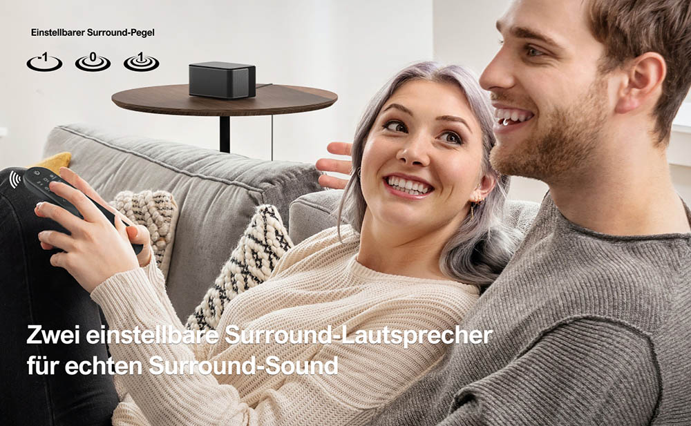ULTIMEA Poseidon D60 5.1 Soundbar mit Dolby Atmos, 3D Surround Sound System, Soundbar für TV Geräte mit Subwoofer, 2 Rear-Lautsprechern, Soundbar Bluetooth 5.3 mit Einstellbarem Bass
