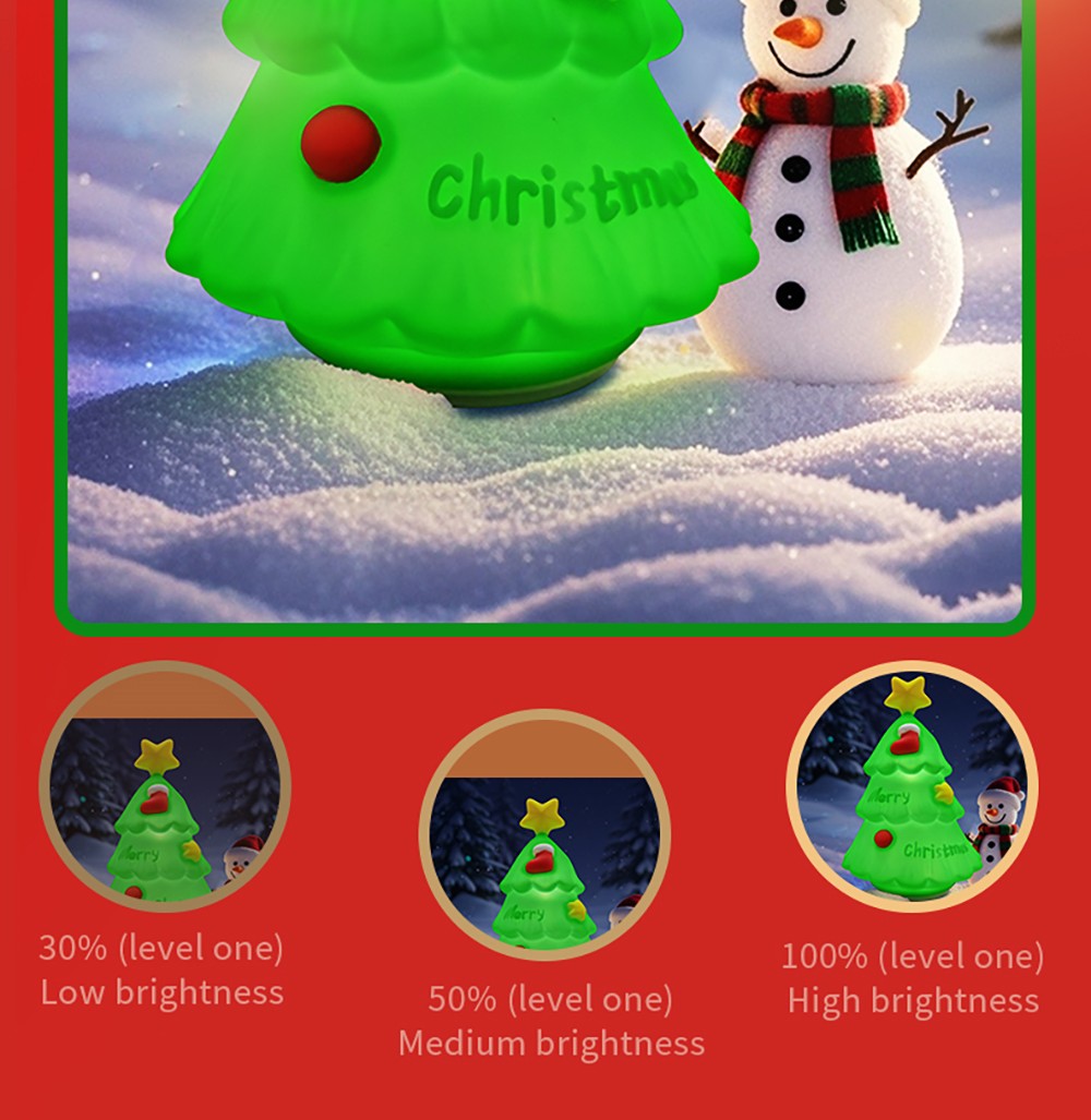 Christmas Tree Night Light, Three-level White Color, 1200mAh Battery