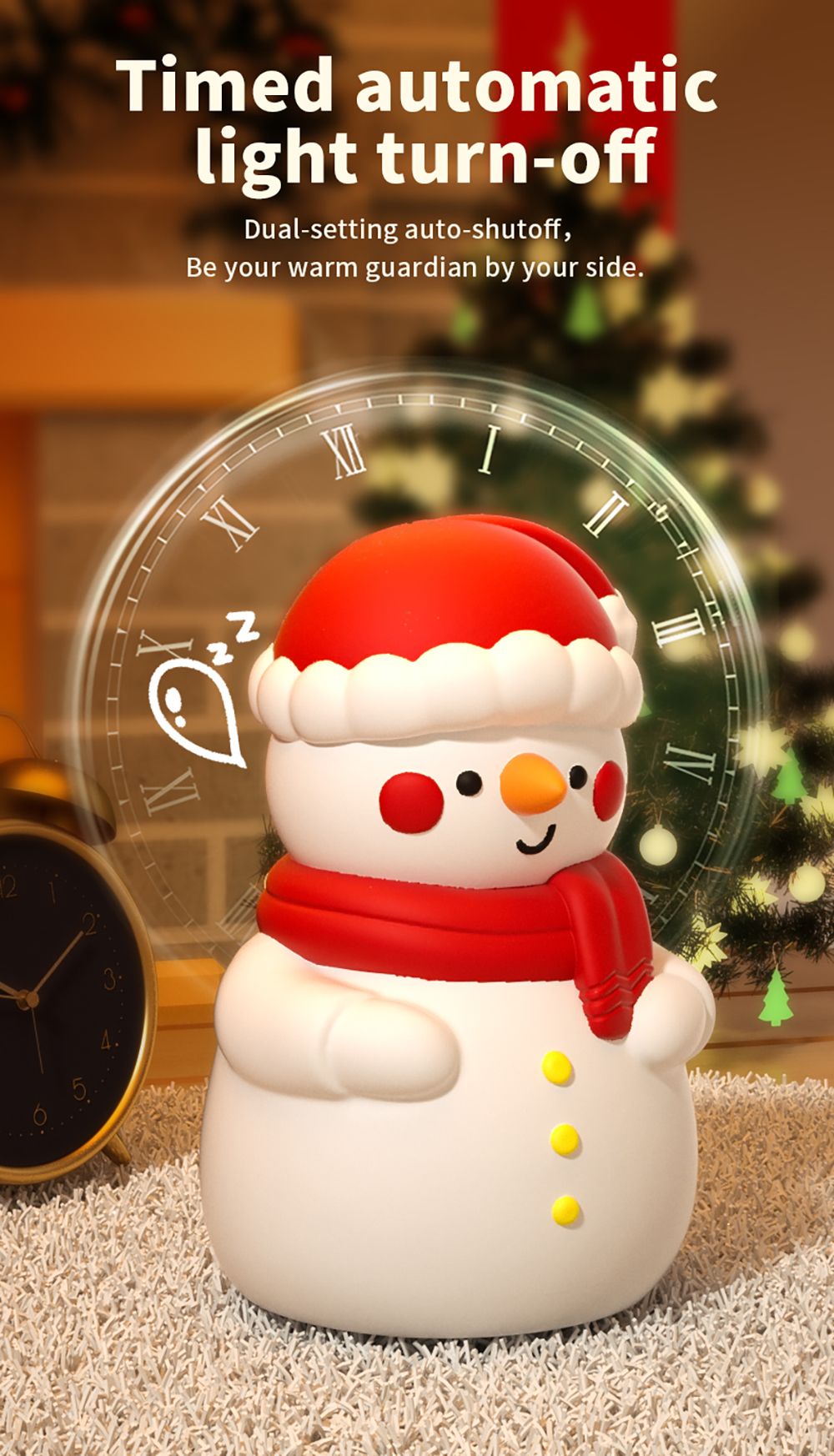 Snowman Pat Pat Light, Seven-color Light, 1200mAh Battery, Christmas Gift