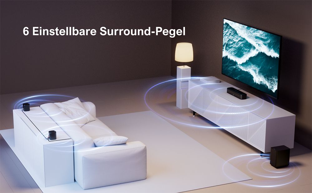 Ultimea Aura A30 5.1-Kanal Soundbar-Subwoofer-Lautsprecher-Kit, App-Steuerung, 10-Band-Equalizer-Einstellungen, 121 voreingestellte EQ-Matrizen