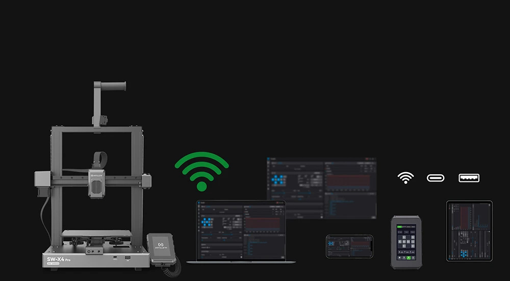 Artillery Sidewinder X4 Pro 3D-Drucker, 240 x 240 x 260 mm, 500 mm/s Druckgeschwindigkeit, X-Y-Achsen-Linearschiene, Extruder mit Direktantrieb, automatische Nivellierung mit 81 Punkten, doppelte Zugstange, D&uuml;se mit automatischer Reinigung