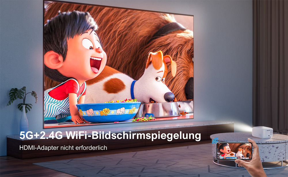ULTIMEA Apollo P10 Tragbarer Beamer, 300 ANSI, 1080P-Dekodierung, natives 720P, 2,4 GHz/5 GHz WLAN