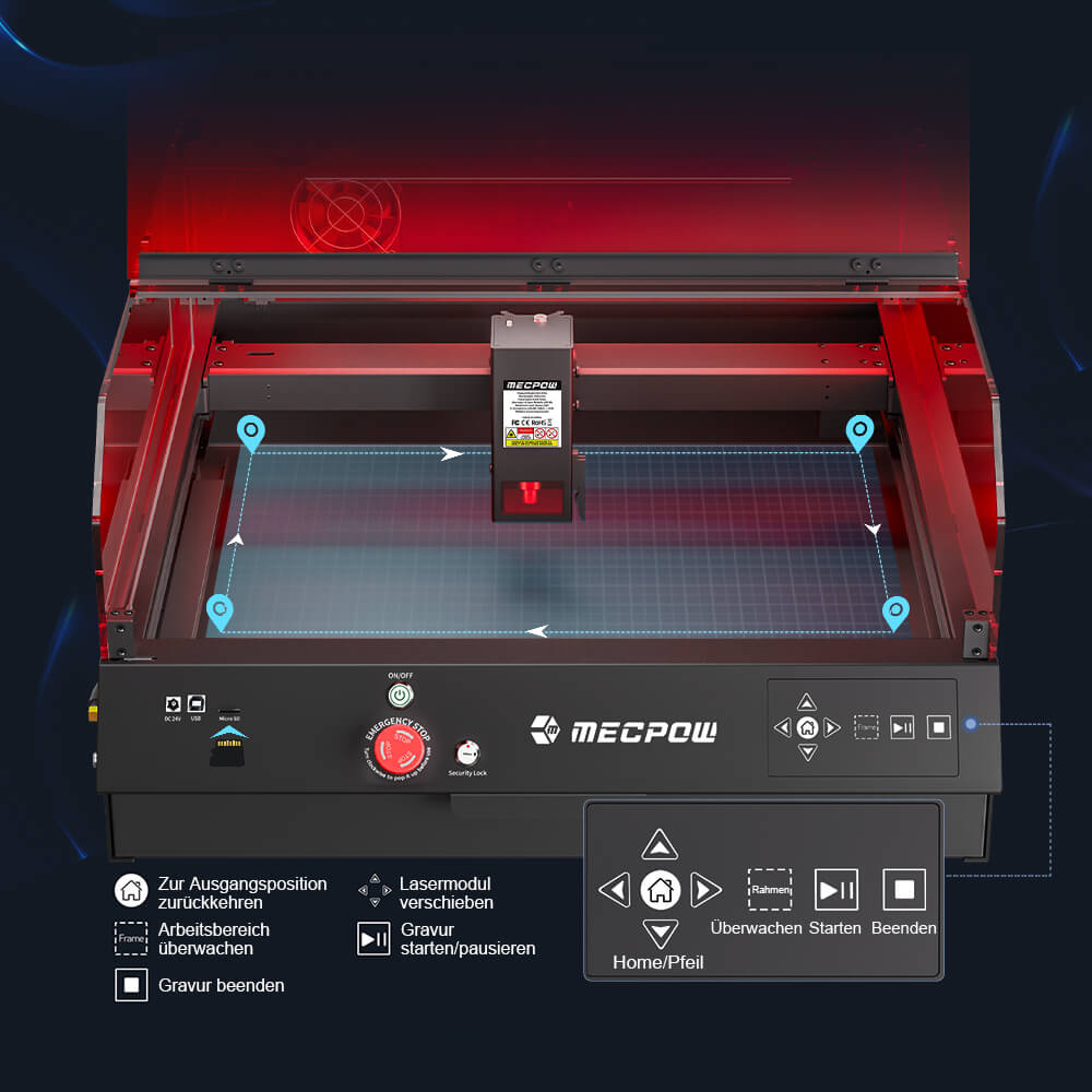 Mecpow X4 Pro 22W FDA Klasse 1 Lasergravierer + Drehwalze + Lasertisch