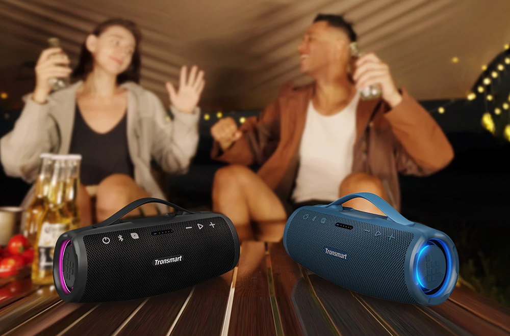 Tronsmart Mirtune S100 Tragbarer Outdoor-Lautsprecher, Bluetooth 5.3, anpassbarer EQ, 50 W Leistung, 20 Stunden Spielzeit, IPX7 wasserdicht, einziehbarer Griff &ndash; Blau