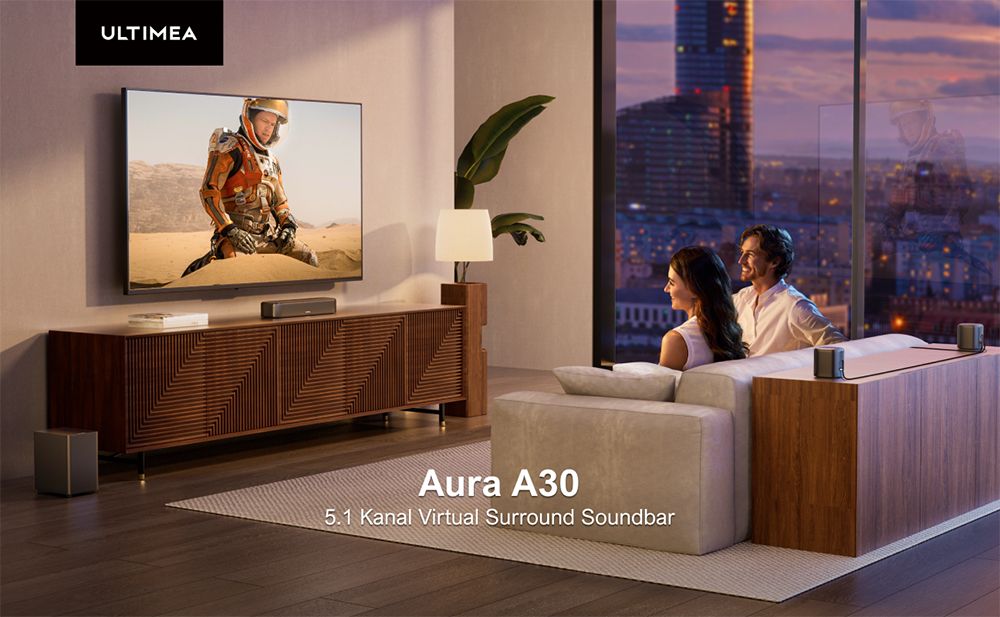 Ultimea Aura A30 5.1-Kanal Soundbar-Subwoofer-Lautsprecher-Kit, App-Steuerung, 10-Band-Equalizer-Einstellungen, 121 voreingestellte EQ-Matrizen