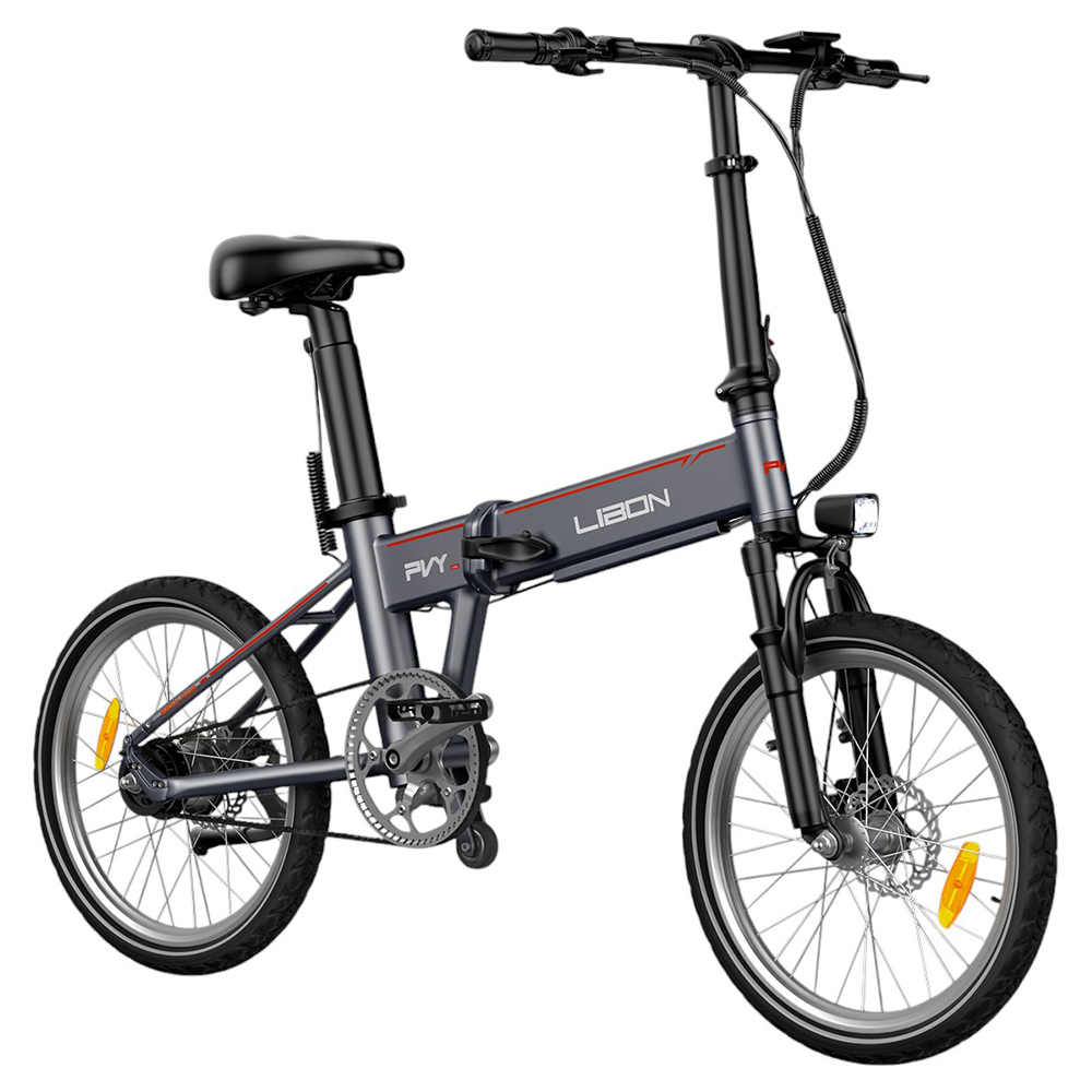 PVY LIBON 16kg Ľahký elektrobicykel 500W Motor 36V 10,4Ah + 10Ah 260km Dojazd 20*2.5-palcové pneumatiky Hydraulická brzda Tlmiaca vidlica, snímač krútiaceho momentu Uhlíkový pás Farebný LCD displej Smart APP Medzinárodná verzia - sivá