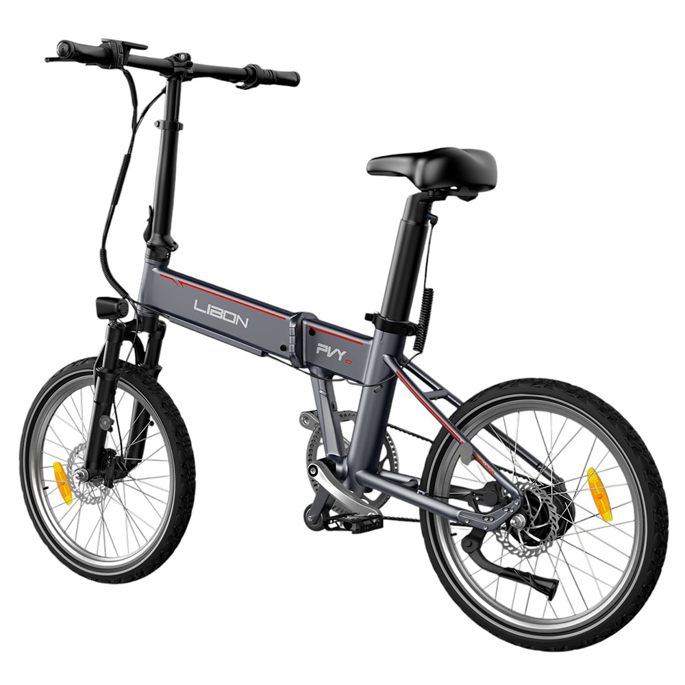 PVY LIBON 16kg Ľahký elektrický bicykel 500W motor 36V 10,4Ah + 10Ah 260km dojazd 20*2.5-palcové pneumatiky Hydraulická brzda Tlmiaca vidlica, snímač krútiaceho momentu Uhlíkový pás Farebný LCD displej Smart APP Medzinárodná verzia - sivá