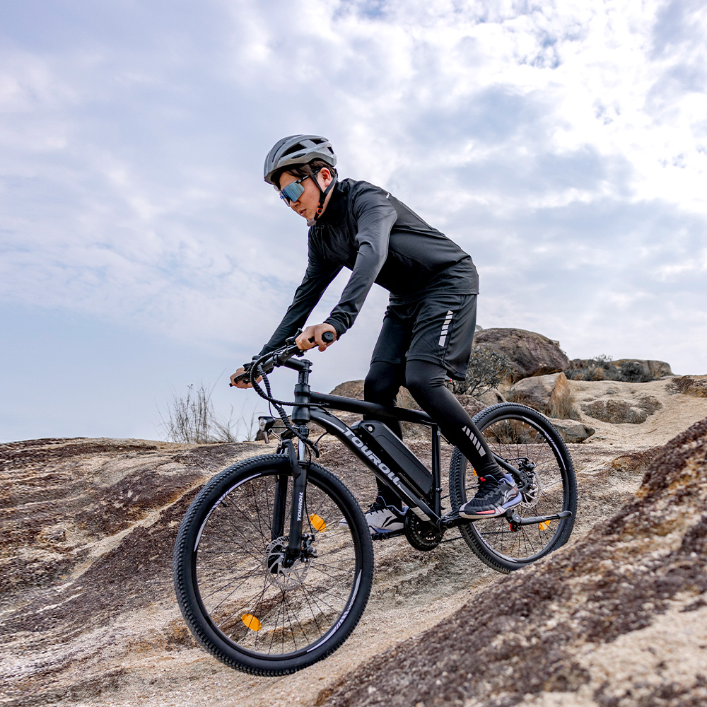 Touroll U1 Elektrofahrrad 29 MTB mit 250W Motor, 13Ah herausnehmbarer Lithium-Ionen-Akku, 65KM max. Fahrtstrecke, 29x2,25'' CST Gel&auml;ndereifen, 21-Gang Shimano Schaltung