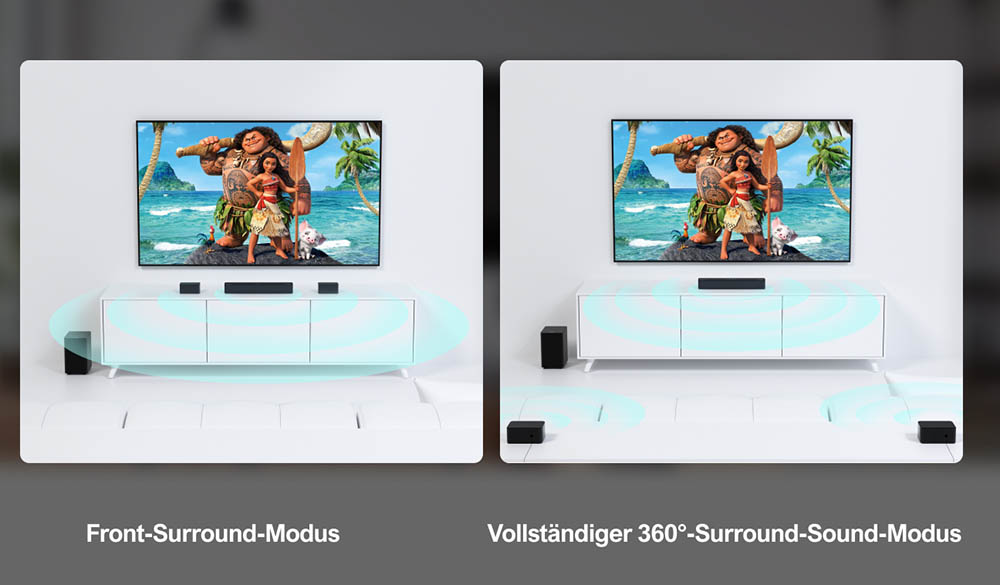 ULTIMEA Poseidon D60 5.1 Soundbar mit Dolby Atmos, 3D Surround Sound System, Soundbar für TV Geräte mit Subwoofer, 2 Rear-Lautsprechern, Soundbar Bluetooth 5.3 mit Einstellbarem Bass