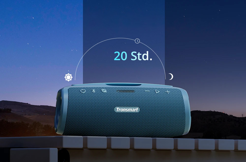 Tronsmart Mirtune S100 Tragbarer Outdoor-Lautsprecher, Bluetooth 5.3, anpassbarer EQ, 50 W Leistung, 20 Stunden Spielzeit, IPX7 wasserdicht, einziehbarer Griff &ndash; Blau