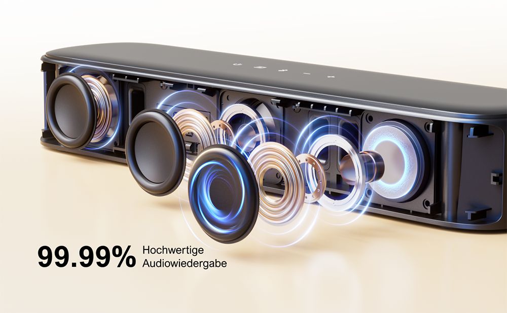 Ultimea Aura A30 5.1-Kanal Soundbar-Subwoofer-Lautsprecher-Kit, App-Steuerung, 10-Band-Equalizer-Einstellungen, 121 voreingestellte EQ-Matrizen