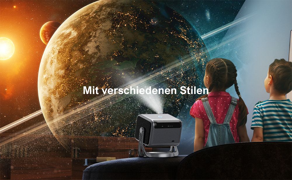 [Netflix 1080P & Android TV 11.0] ULTIMEA Nova C40 Beamer mit Gimbal-St&auml;nder, 600 ANSI, 4K-Dekodierung, Native 1080P, Bluetooth 5.3, Android TV 11.0, Dolby Audio, Autofokus & Keystone