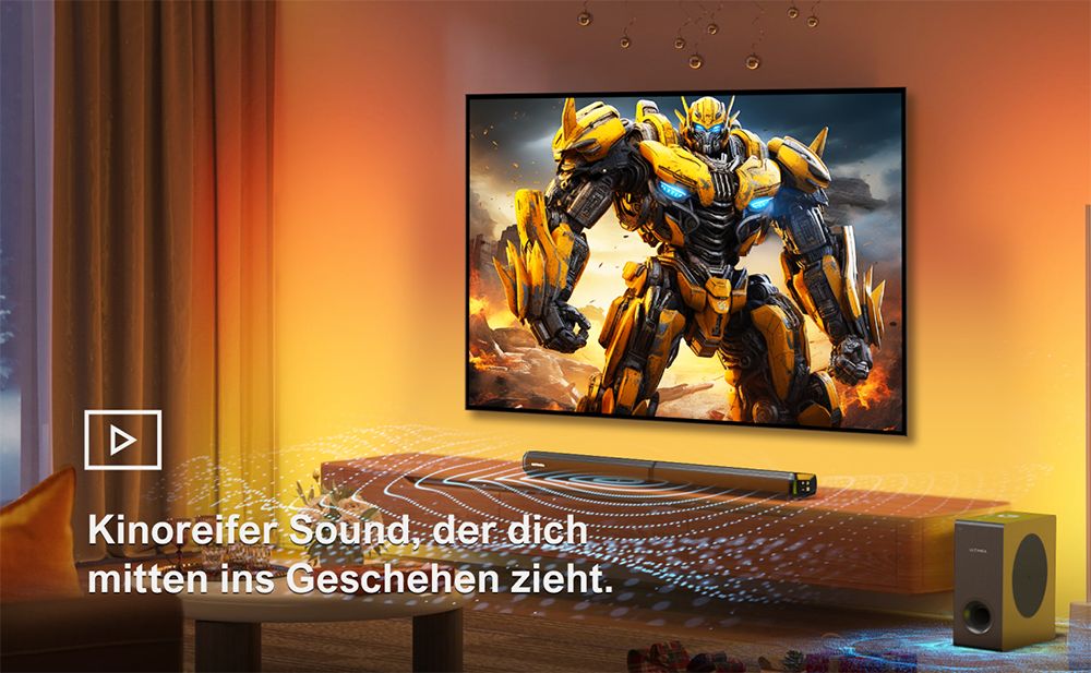 ULTIMEA Apollo S60 Abnehmbare Soundbar mit Subwoofer, 4.1 Kanal, Bluetooth 5.3, 3 EQ-Modi, 280 W Spitzenleistung