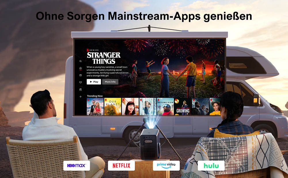 [Netflix 1080P] Ultimea Poseidon E40 Beamer, 1000 ANSI Lumen, Android TV 11.0, 4K-Dekodierung, Native 1080P, Dolby Audio, 6D Trapezkorrektur, Autofokus, 2 x 10W Lautsprecher, WiFi 6, Bluetooth 5.3