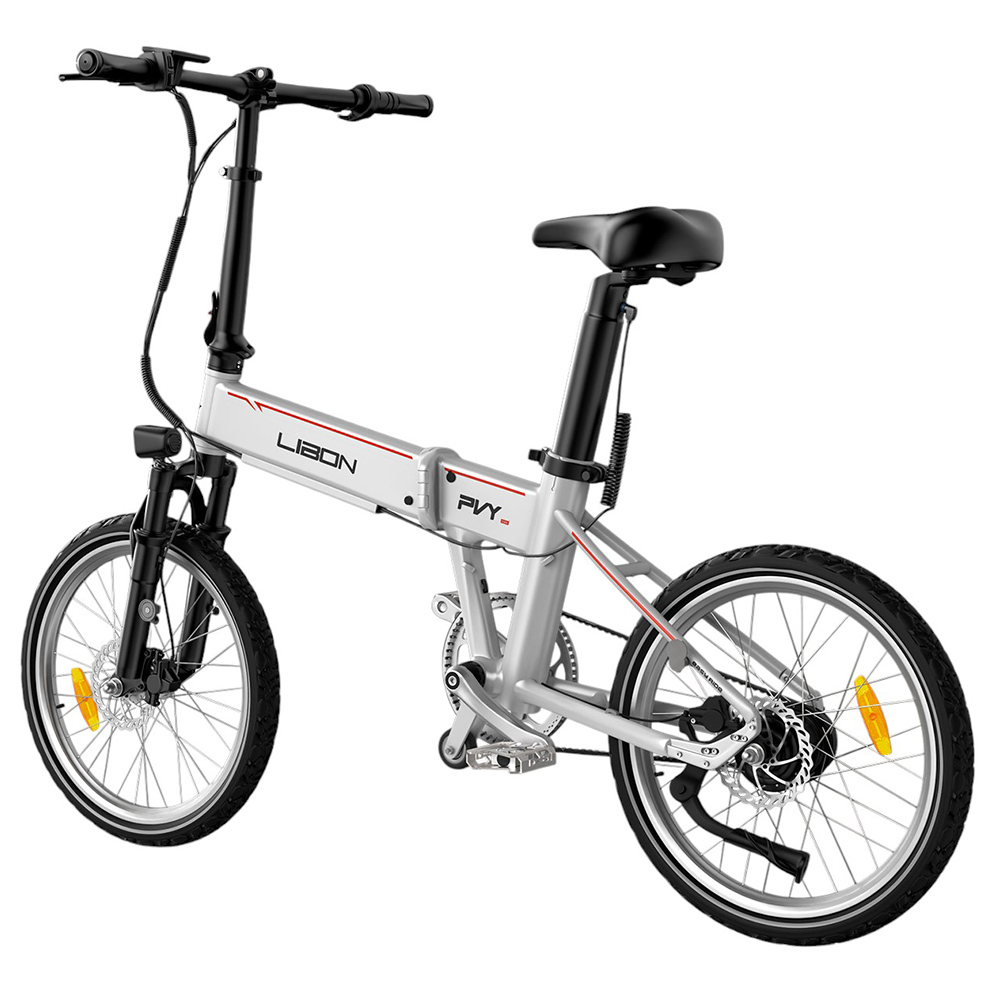 PVY LIBON 16kg Ľahký elektrický bicykel 500W motor 36V 10,4Ah + 10Ah 260km dojazd 20*2.5-palcové pneumatiky Hydraulická brzda Tlmiaca vidlica, snímač krútiaceho momentu Uhlíkový pás Farebný LCD displej Smart APP Medzinárodná verzia - sivá