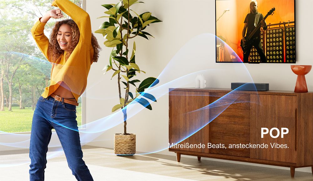 Ultimea Solo B30 Pro Soundbar, 120 W Spitzenleistung, 2.1-Kanal, integrierter 3-Zoll-Subwoofer, 10-Band-Equalizer-Einstellungen, 121 voreingestellte EQ-Matrizen, Bluetooth 5.3, App-Steuerung
