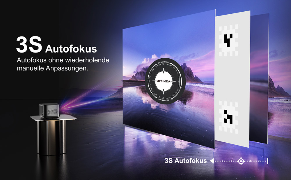 [Netflix 1080P] Ultimea Apollo P50 Beamer, 800 ANSI Lumen, Native 1080P Projektor, Dolby Audio, Automatische Bildschirmanpassung und Objektvermeidung, WiFi 6, Bluetooth 5.3