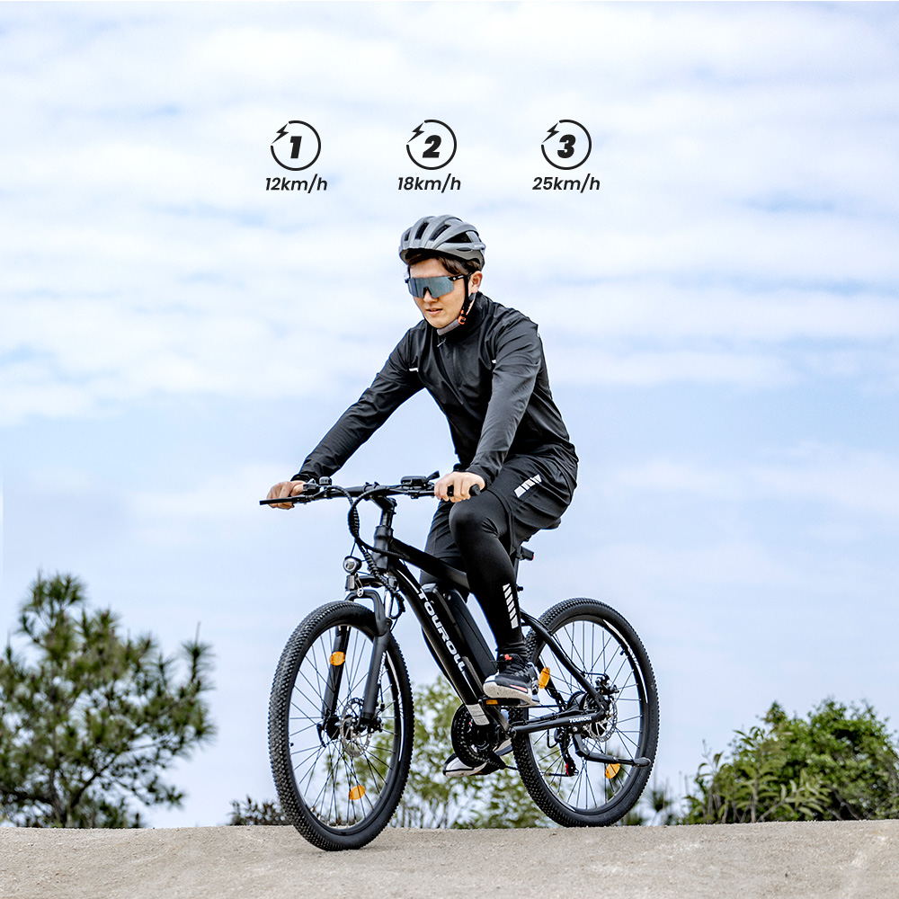 Touroll U1 Elektrofahrrad 29 MTB mit 250W Motor, 13Ah herausnehmbarer Lithium-Ionen-Akku, 65KM max. Fahrtstrecke, 29x2,25'' CST Gel&auml;ndereifen, 21-Gang Shimano Schaltung