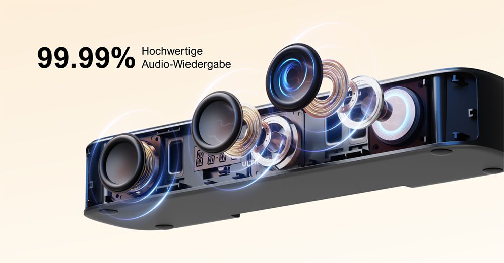 Ultimea Aura A40 Soundbar-Subwoofer-Lautsprecher-Kit, 7.1-Kanal, App-Steuerung, 10-Band-Equalizer-Einstellungen, 121 voreingestellte EQ-Matrizen, Bluetooth 5.3, 330 W Spitzenleistung