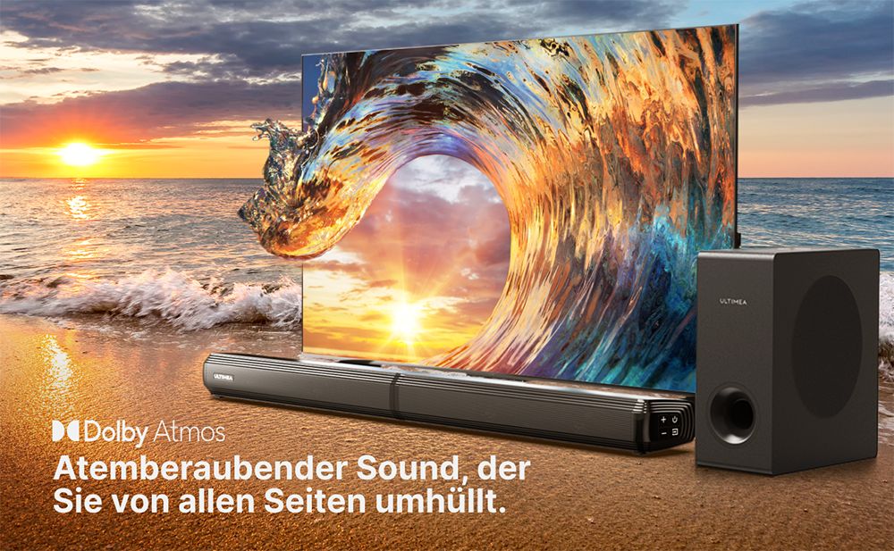 ULTIMEA Apollo S60 Abnehmbare Soundbar mit Subwoofer, 4.1 Kanal, Bluetooth 5.3, 3 EQ-Modi, 280 W Spitzenleistung