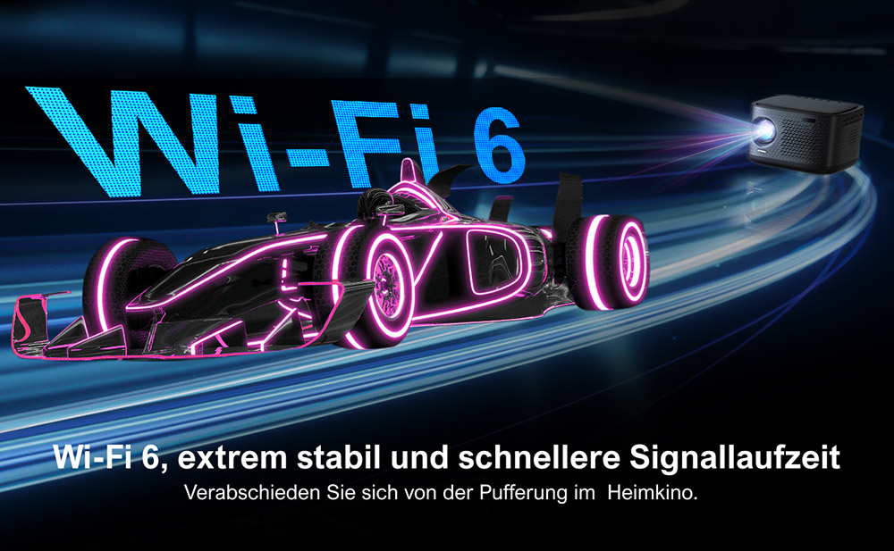 [Netflix 1080P] Ultimea Apollo P50 Beamer, 800 ANSI Lumen, Native 1080P Projektor, Dolby Audio, Automatische Bildschirmanpassung und Objektvermeidung, WiFi 6, Bluetooth 5.3