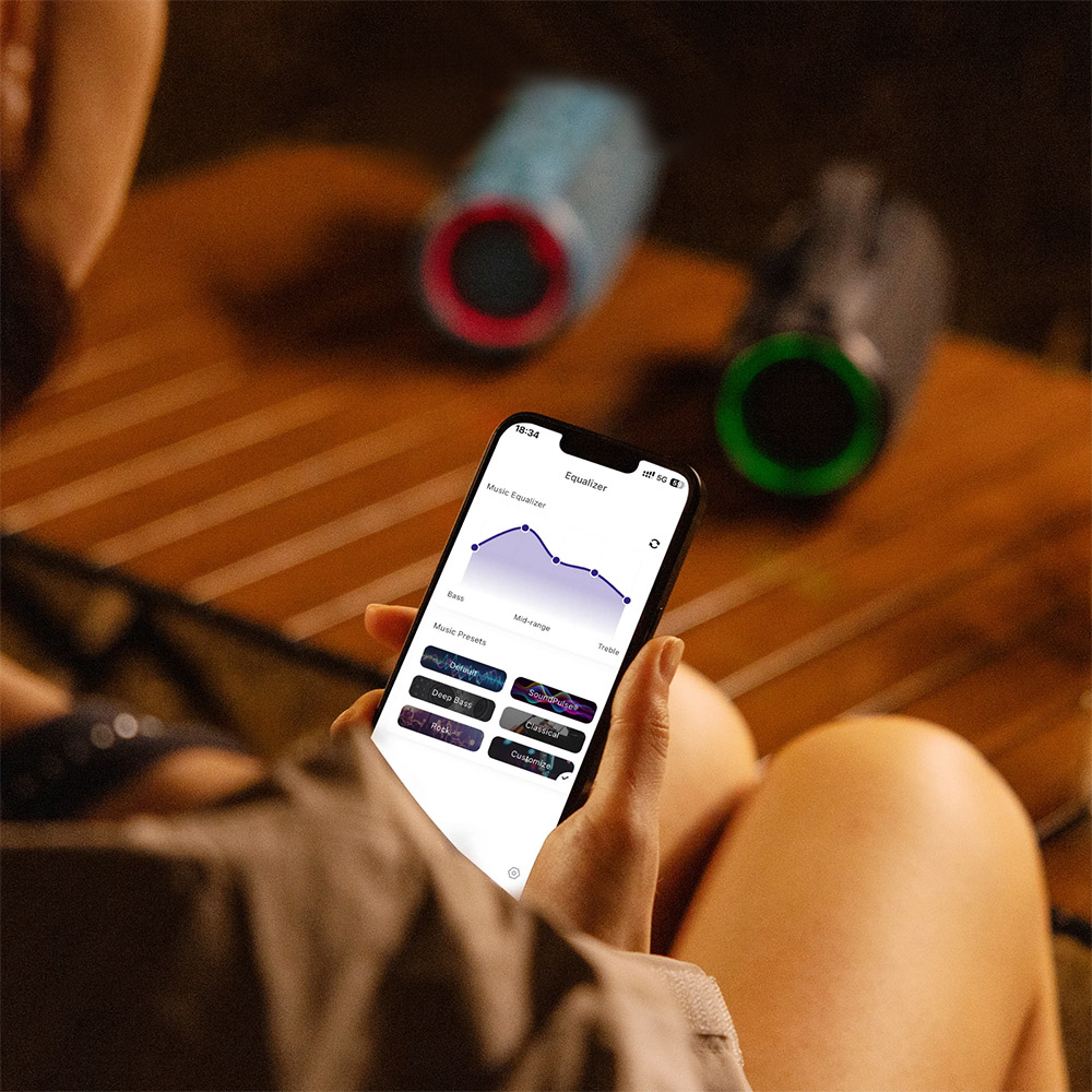 Tronsmart Mirtune S100 Tragbarer Outdoor-Lautsprecher, Bluetooth 5.3, anpassbarer EQ, 50 W Leistung, 20 Stunden Spielzeit, IPX7 wasserdicht, einziehbarer Griff &ndash; Schwarz