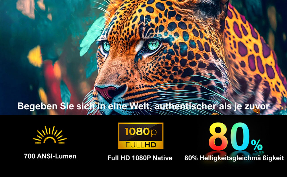 [Netflix 1080P] Ultimea Apollo P50 Beamer, 800 ANSI Lumen, Native 1080P Projektor, Dolby Audio, Automatische Bildschirmanpassung und Objektvermeidung, WiFi 6, Bluetooth 5.3